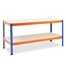 Industrial strength Garage Work Bench Heavy duty 1220x455x915mm 2 shelves 500 kg/shelf Powder coated steel - CEWBH12245