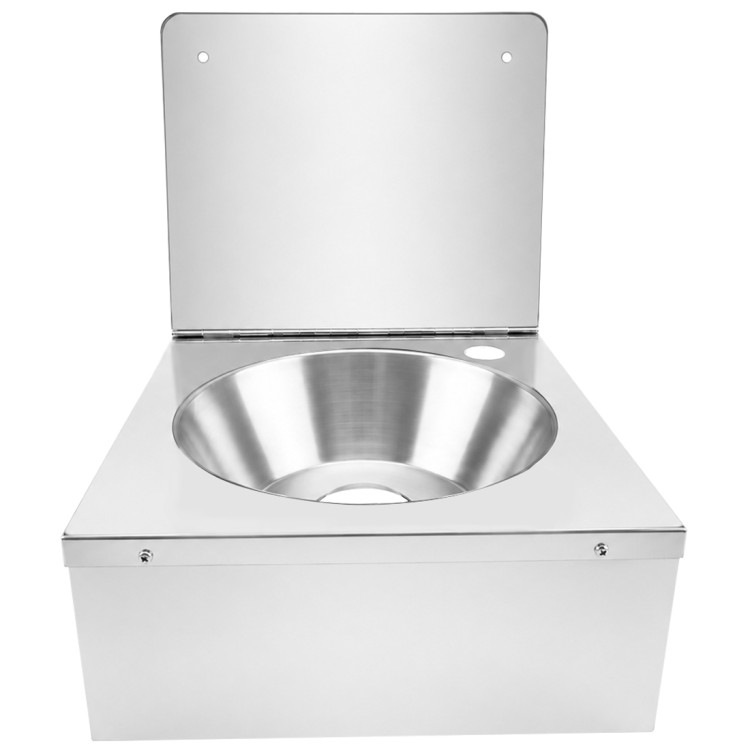 Commercial Wall Mounted Hand Wash Basin with Side Apron & 300mm Backsplash 360 × 360mm SS304 | CaterEq CEWBR30BB