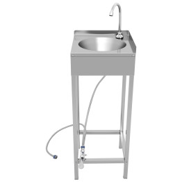Commercial Foot Operated Hand Wash Sink with Stand & Corner Splashback Stainless Steel 360x360x900mm | CaterEq CEWBR50AS