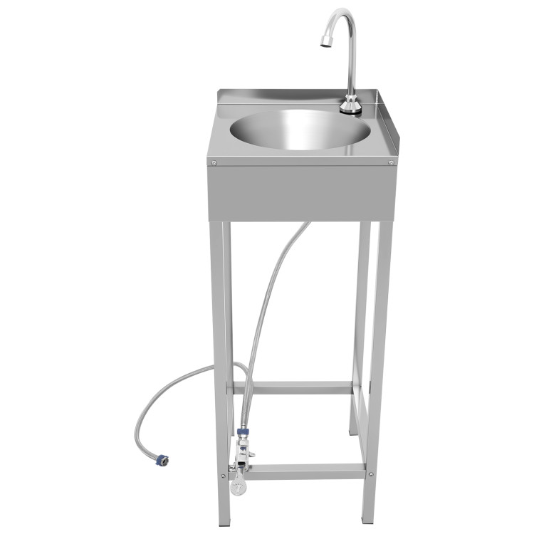 Commercial Foot Operated Hand Wash Sink with Stand & Corner Splashback Stainless Steel 360x360x900mm | CaterEq CEWBR50AS