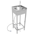 Commercial Foot Operated Hand Wash Sink with Stand & Corner Splashback Stainless Steel 360x360x900mm | CaterEq CEWBR50AS
