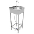Commercial Foot Operated Hand Wash Sink with Stand & Corner Splashback Stainless Steel 360x360x900mm | CaterEq CEWBR50AS