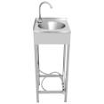 Commercial Foot Operated Hand Wash Sink with Stand & Corner Splashback Stainless Steel 360x360x900mm | CaterEq CEWBR50AS