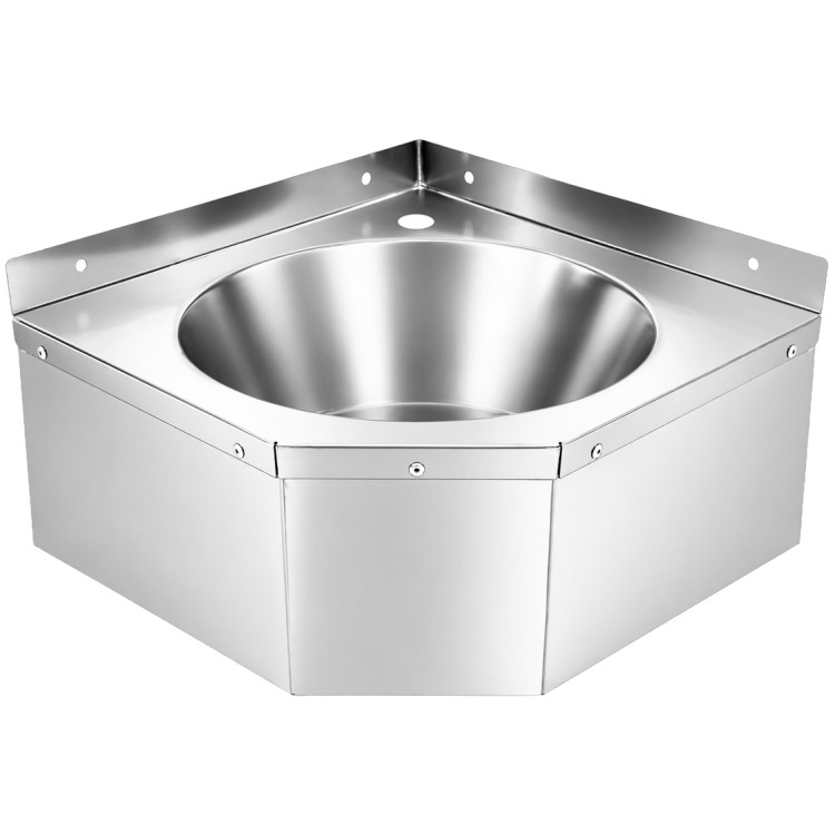 Corner Wall Mounted Hand Wash Sink with 40mm Backsplash and Side Wall 360 x 360mm | CaterEq CEWBR50B