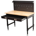 Professional Adjustable Workbench with Rubberwood Top, Drawer and Pegboard 1220 x 610 x 1470mm | CaterEq CEWBT4824PB1D Professional Adjustable Workbench with Rubberwood Top, Drawer and Pegboard 1220 x 610 x 1470mm | CaterEq CEWBT4824PB1D