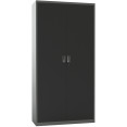 Heavy Duty Grey and Black 2 Door Lockable Steel Tool Cabinet with 4 Adjustable Shelves 900x380x1800mm - CEWG27