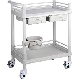 Professional 2 Tier Mobile Medical Trolley 2 Drawers ABS 645x445x900mm - CEWH2MT6544D2