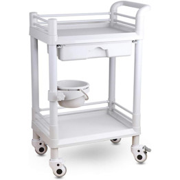 Professional 2 Tier Mobile Medical Trolley 1 Drawer ABS 540x370x900mm - CEWH2ST5437D