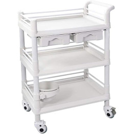 Professional 3 Tier Mobile Medical Trolley 2 Drawers ABS 750x530x980mm - CEWH3LT7553D2