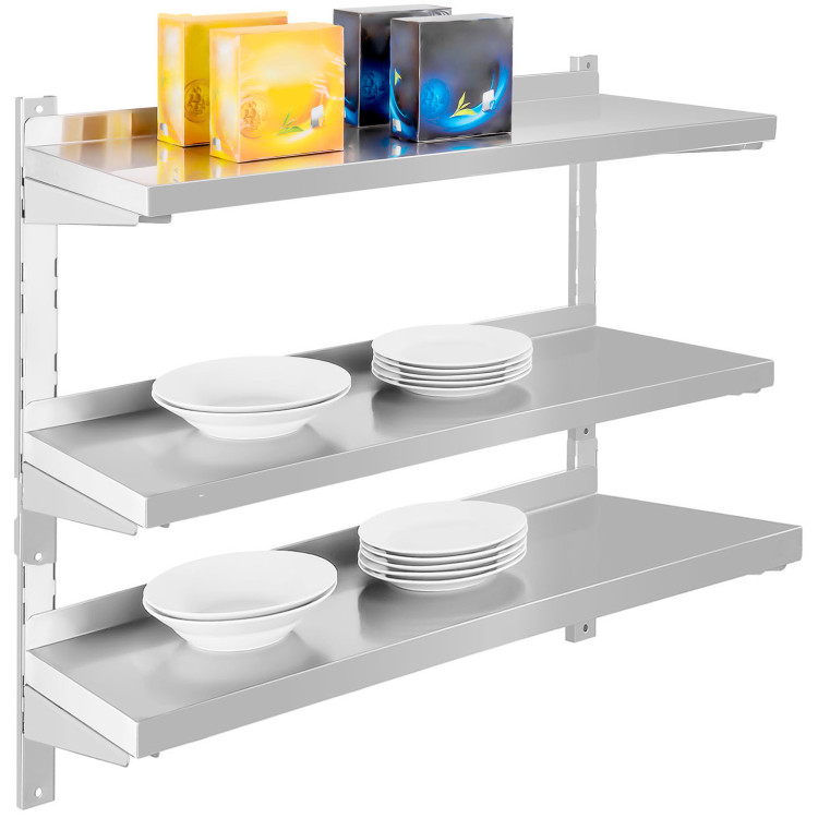 Height Adjustabe Wall shelf 3 levels 1400x300x1100mm Stainless steel - CEVWS1433