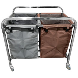 Commercial Dual Bag Stainless Steel Linen/Waste Trolley 900 x 650 x 850mm | CaterEq CEWHDC9065B2 Commercial Dual Bag Stainless Steel Linen/Waste Trolley 900 x 650 x 850mm | CaterEq CEWHDC9065B2