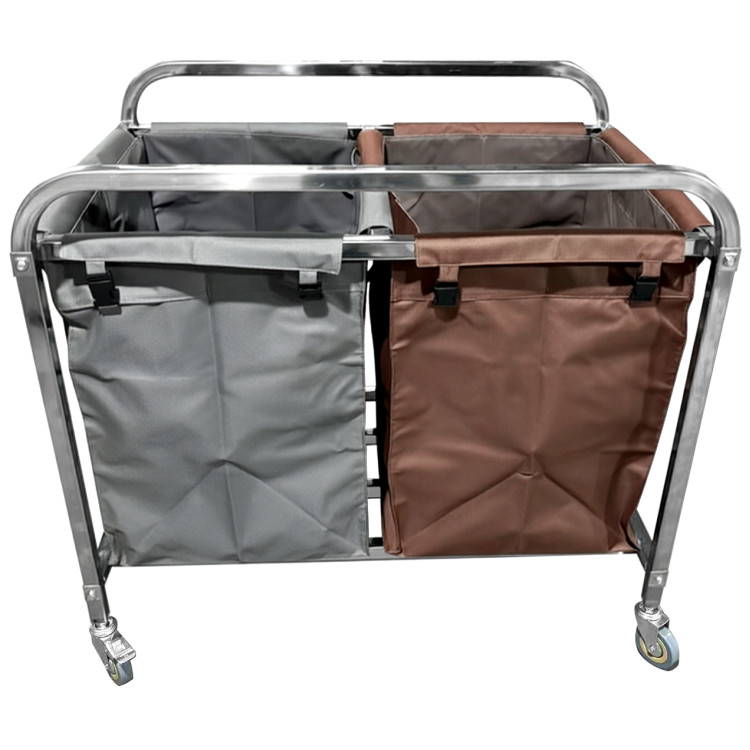 Commercial Dual Bag Stainless Steel Linen/Waste Trolley 900 x 650 x 850mm | CaterEq CEWHDC9065B2