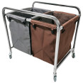 Commercial Dual Bag Stainless Steel Linen/Waste Trolley 900 x 650 x 850mm | CaterEq CEWHDC9065B2