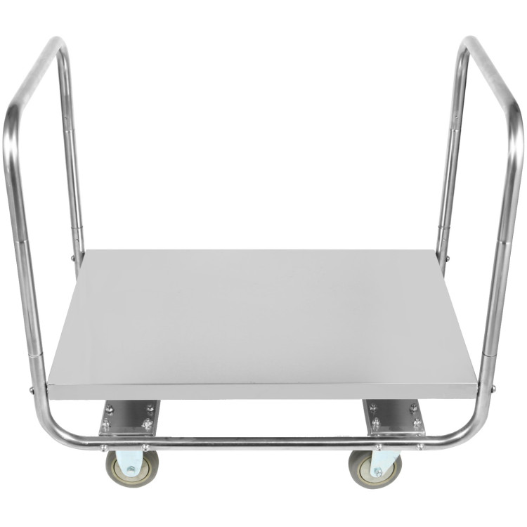Commercial Dual-Handle Platform Truck Stainless Steel 800x600x750mm - CEWHDT8060