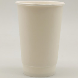 500pcs Compostable Coffee Cups Double wall 16oz/473ml White - CEWHDW16OZ