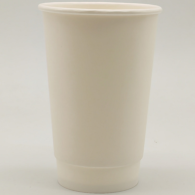 500pcs Compostable Coffee Cups Double wall 16oz/473ml White - CEWHDW16OZ