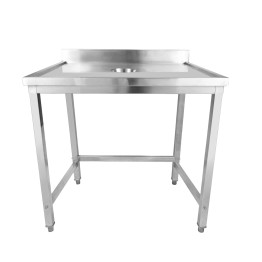 Professional Waste Disposal Table Stainless Steel 4 Side Up Marine Edge Backsplash 800x600x950mm | CaterEq CEWHDW8060B