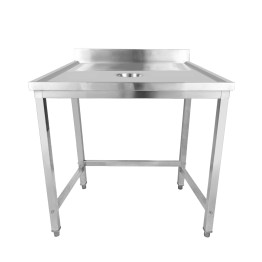 Professional Waste Disposal Table Stainless Steel 4 Side Up Marine Edge Backsplash 800x700x950mm | CaterEq CEWHDW8070B