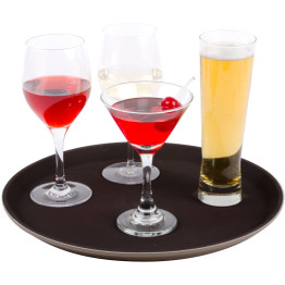 Non-skid Serving tray Super plastic Round 11" Black - CEWHF1100