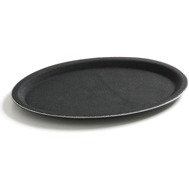 Non-Skid Serving Tray Fibreglass Oval 31"x23" Black - CEFBR3123