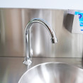 Foot Operated Mobile Wash Basin with Backsplash Paper Towel Dispenser & Castors Stainless Steel - CEWHF277