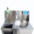 Foot Operated Mobile Wash Basin with Backsplash Paper Towel Dispenser & Castors Stainless Steel - CEWHF277