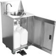 Foot Operated Economic Mobile Wash Basin with Backsplash & Castors Stainless Steel - CEWHF278E