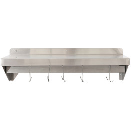 Wall shelf with Pot rack 12 hooks Stainless steel 1200x300x254mm - CEWHPR123025