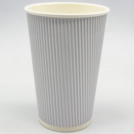 500pcs White Ripple Wall Coffee Cup 16oz/473ml PE - CEWHR16OZ