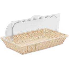 Commercial Bread Display Basket with Roll top cover 530x325x80mm Nature colour - CEWHRBBC1