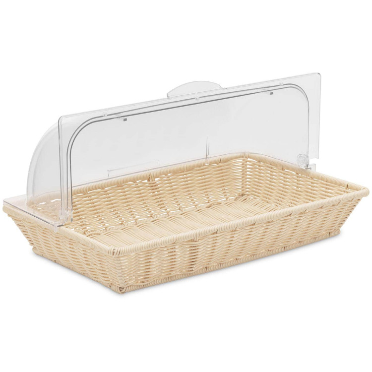 Commercial Bread Display Basket with Roll top cover 530x325x80mm Nature colour - CEWHRBBC1