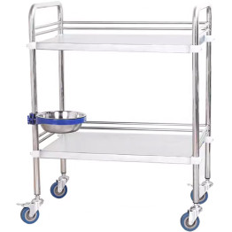 Professional 2 Tier Mobile Medical Trolley Stainless Steel 770x450x860mm - CEWHSS2T7745