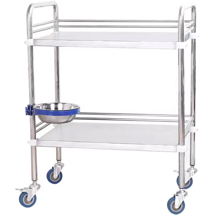 Professional 2 Tier Mobile Medical Trolley Stainless Steel 770x450x860mm - CEWHSS2T7745 Professional 2 Tier Mobile Medical Trolley Stainless Steel 770x450x860mm - CEWHSS2T7745