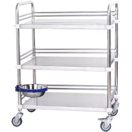 Professional 3 Tier Mobile Medical Trolley Stainless Steel 600x400x860mm - CEWHSS3T6040