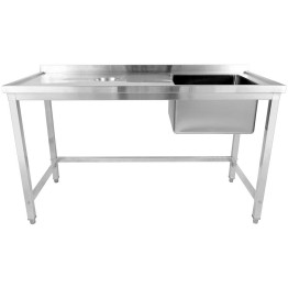 Commercial Single Sink Stainless Steel 1 Bowl to the Right Splashback 1400x600x950mm - CEWHSTD1460R Commercial Single Sink Stainless Steel 1 Bowl to the Right Splashback 1400x600x950mm - CEWHSTD1460R