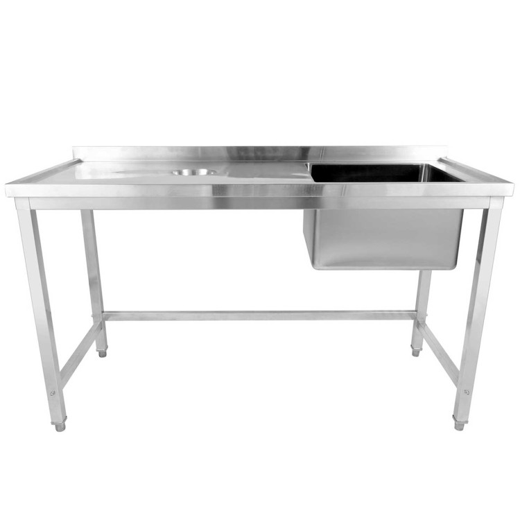 Commercial Stainless Steel Single Sink with Right Bowl & Left Scrapping Hole + Splashback 1500x600x950mm | CaterEq CEWHSTD1560R Commercial Stainless Steel Single Sink with Right Bowl & Left Scrapping Hole + Splashback 1500x600x950mm | CaterEq CEWHSTD1560R