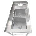 Commercial Stainless Steel Double Sink with 2 Left Bowls & Right Scrapping Hole + Splashback 1500x700x950mm | CaterEq CEWHSTT1570L