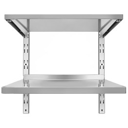 Commercial Stainless Steel Double Tier Wall Mounted Shelf 600x450x600mm | CaterEq CEWM06045B