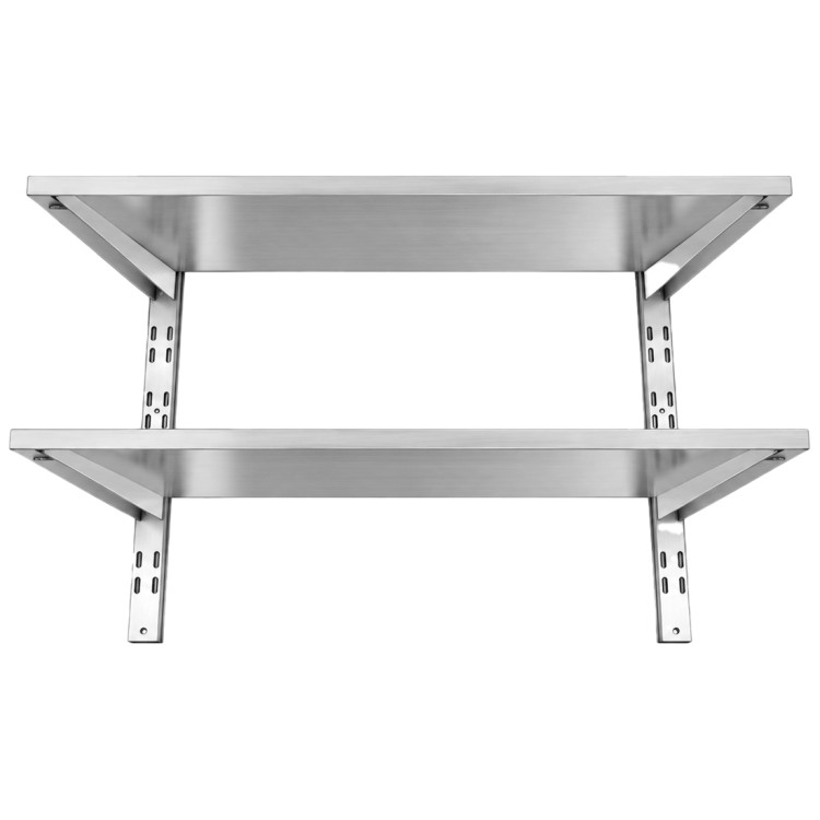Commercial Stainless Steel Double Tier Wall Mounted Shelf 800x450x600mm | CaterEq CEWM08045B