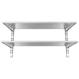 Commercial Stainless Steel Double Tier Wall Mounted Shelf 1200x450x600mm | CaterEq CEWM12045B