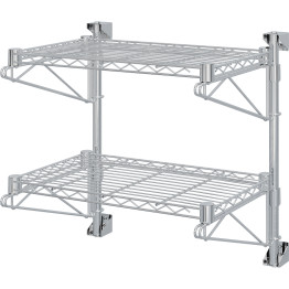 Wall-Mounted Wire Shelf 2 Tier 200kg Capacity Chrome Finish 600x350x600mm | CaterEq CEWR603560A2C