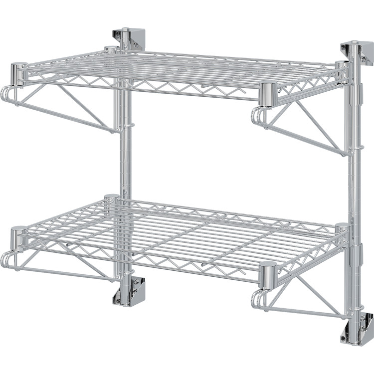 Wall-Mounted Wire Shelf 2 Tier 200kg Capacity Chrome Finish 600x350x600mm | CaterEq CEWR603560A2C