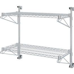 Wall-Mounted Wire Shelf 2 Tier 200kg Capacity Chrome Finish 900x350x800mm | CaterEq CEWR903580A2C