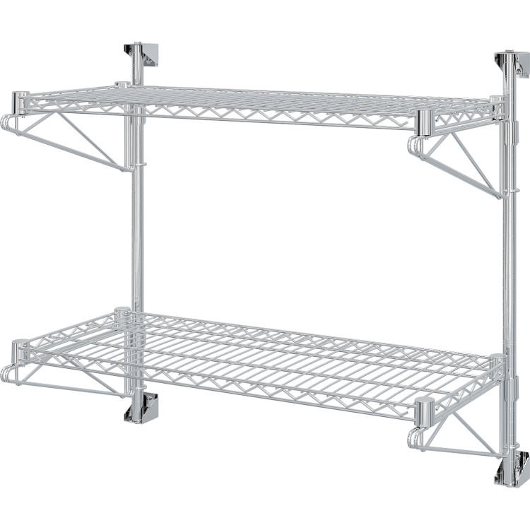 Wall-Mounted Wire Shelf 2 Tier 200kg Capacity Chrome Finish 900x350x800mm | CaterEq CEWR903580A2C