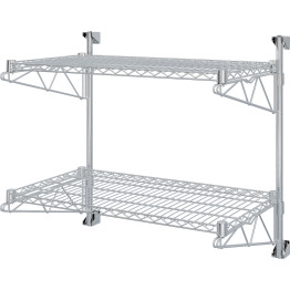 Wall-Mounted Wire Shelf 2 Tier 200kg Capacity Chrome Finish 900x450x600mm | CaterEq CEWR904580A2C