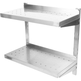 Wall Shelf Perforated 2 tiers Stainless steel 600x300x600mm - CEWSWB30060P