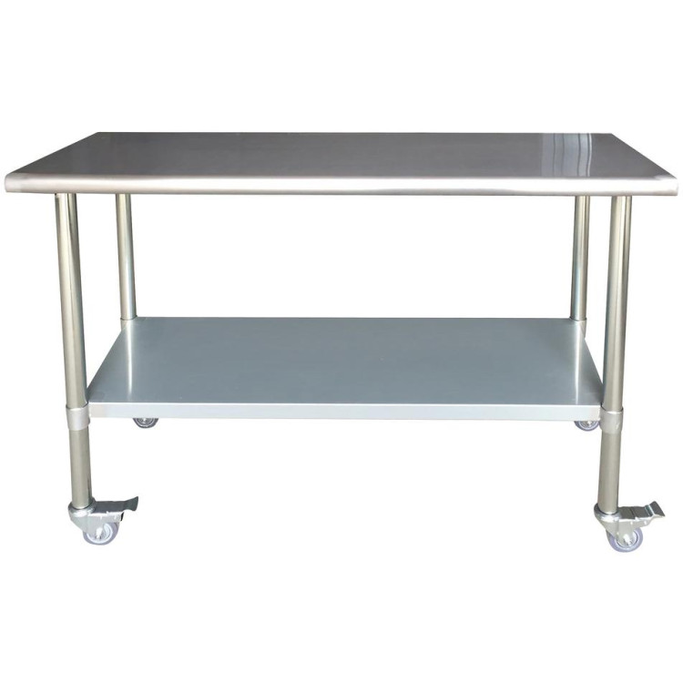 B GRADE Commercial Mobile Work Table Stainless Steel Bottom Shelf 1800x600x900mm - WTG600X1800C B GRADE