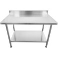 Commercial Mobile Work table with Adjustable feet Stainless steel Bottom shelf Rear upstand 800x600xx850/930mm - CEWT6080C