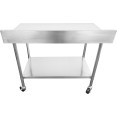 Commercial Mobile Work table with Adjustable feet Stainless steel Bottom shelf Rear upstand 800x600xx850/930mm - CEWT6080C