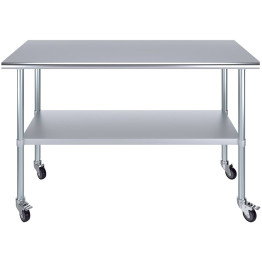 Commercial Mobile Stainless Steel Work Table Bottom shelf 1500x600x900mm - CEWT60150GMOBILE
